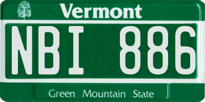 VT license plate NBI886