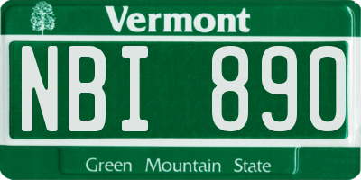 VT license plate NBI890