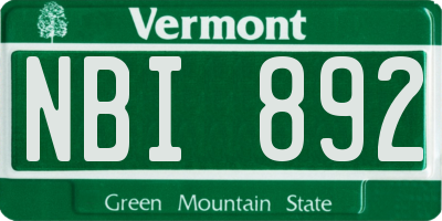 VT license plate NBI892