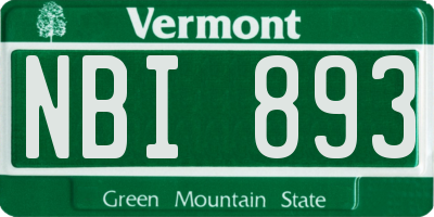 VT license plate NBI893