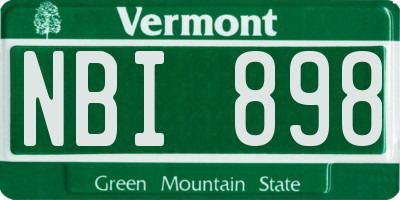 VT license plate NBI898