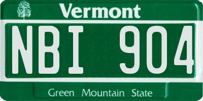 VT license plate NBI904