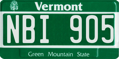 VT license plate NBI905