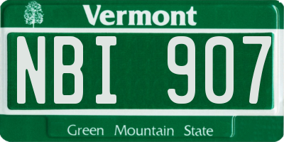 VT license plate NBI907
