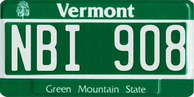 VT license plate NBI908