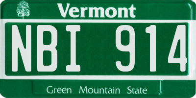 VT license plate NBI914