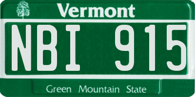 VT license plate NBI915