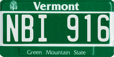 VT license plate NBI916