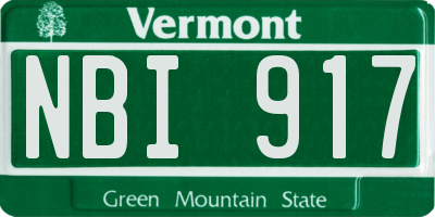 VT license plate NBI917