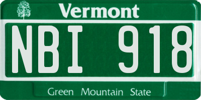 VT license plate NBI918