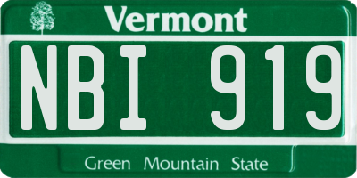 VT license plate NBI919