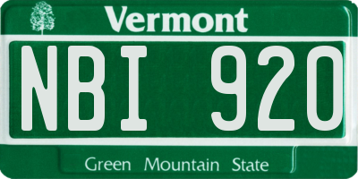 VT license plate NBI920