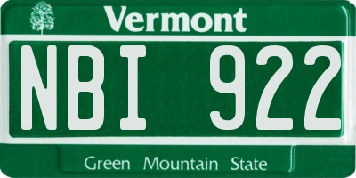 VT license plate NBI922