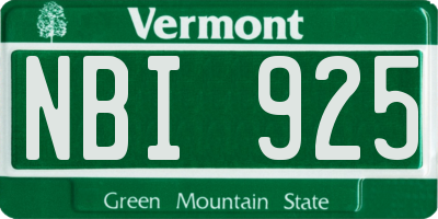 VT license plate NBI925