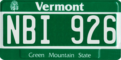 VT license plate NBI926