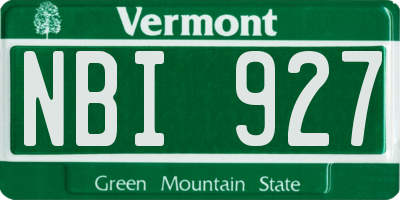 VT license plate NBI927