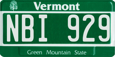 VT license plate NBI929