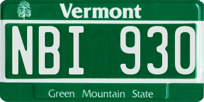 VT license plate NBI930