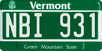 VT license plate NBI931