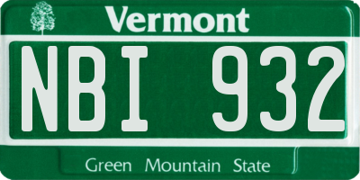 VT license plate NBI932