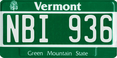 VT license plate NBI936
