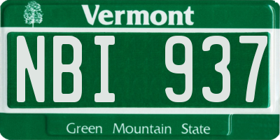 VT license plate NBI937