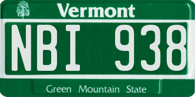 VT license plate NBI938