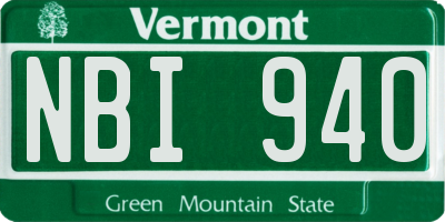 VT license plate NBI940