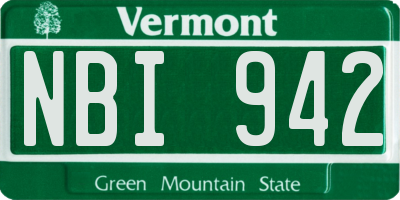 VT license plate NBI942
