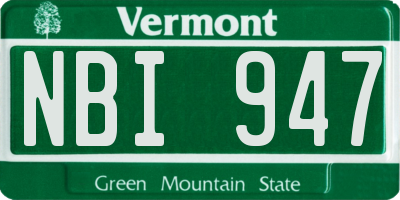 VT license plate NBI947