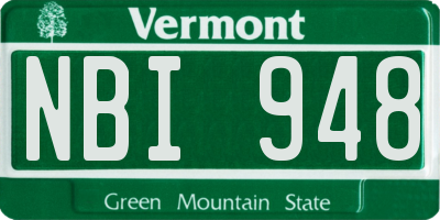 VT license plate NBI948