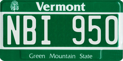 VT license plate NBI950
