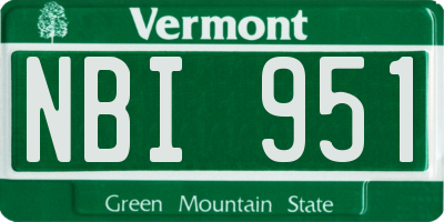 VT license plate NBI951