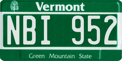 VT license plate NBI952