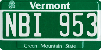 VT license plate NBI953