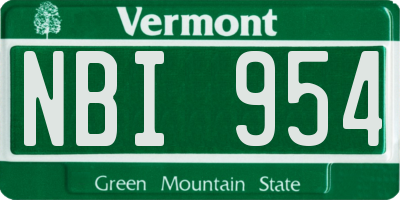VT license plate NBI954