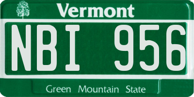 VT license plate NBI956