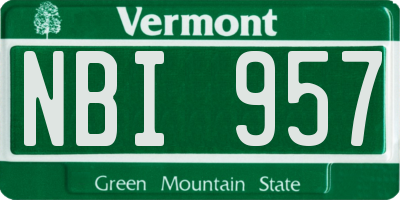 VT license plate NBI957