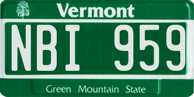 VT license plate NBI959