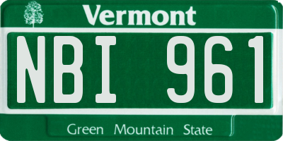 VT license plate NBI961