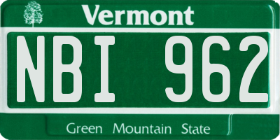 VT license plate NBI962
