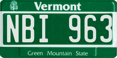 VT license plate NBI963