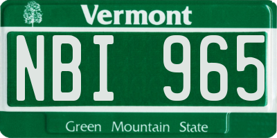 VT license plate NBI965