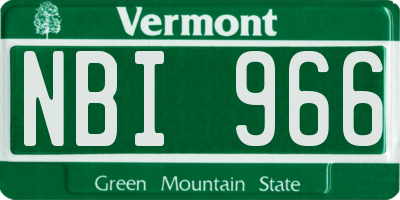 VT license plate NBI966