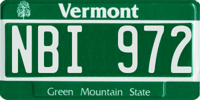 VT license plate NBI972