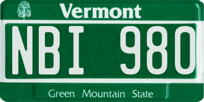 VT license plate NBI980