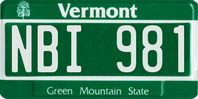 VT license plate NBI981
