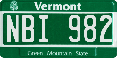 VT license plate NBI982