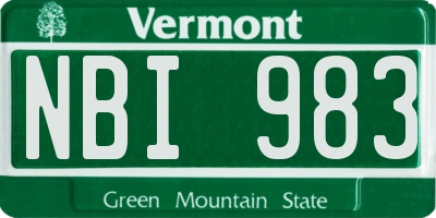 VT license plate NBI983