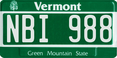 VT license plate NBI988